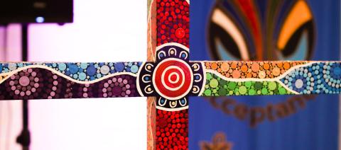 An image of some Indigenous art at the school